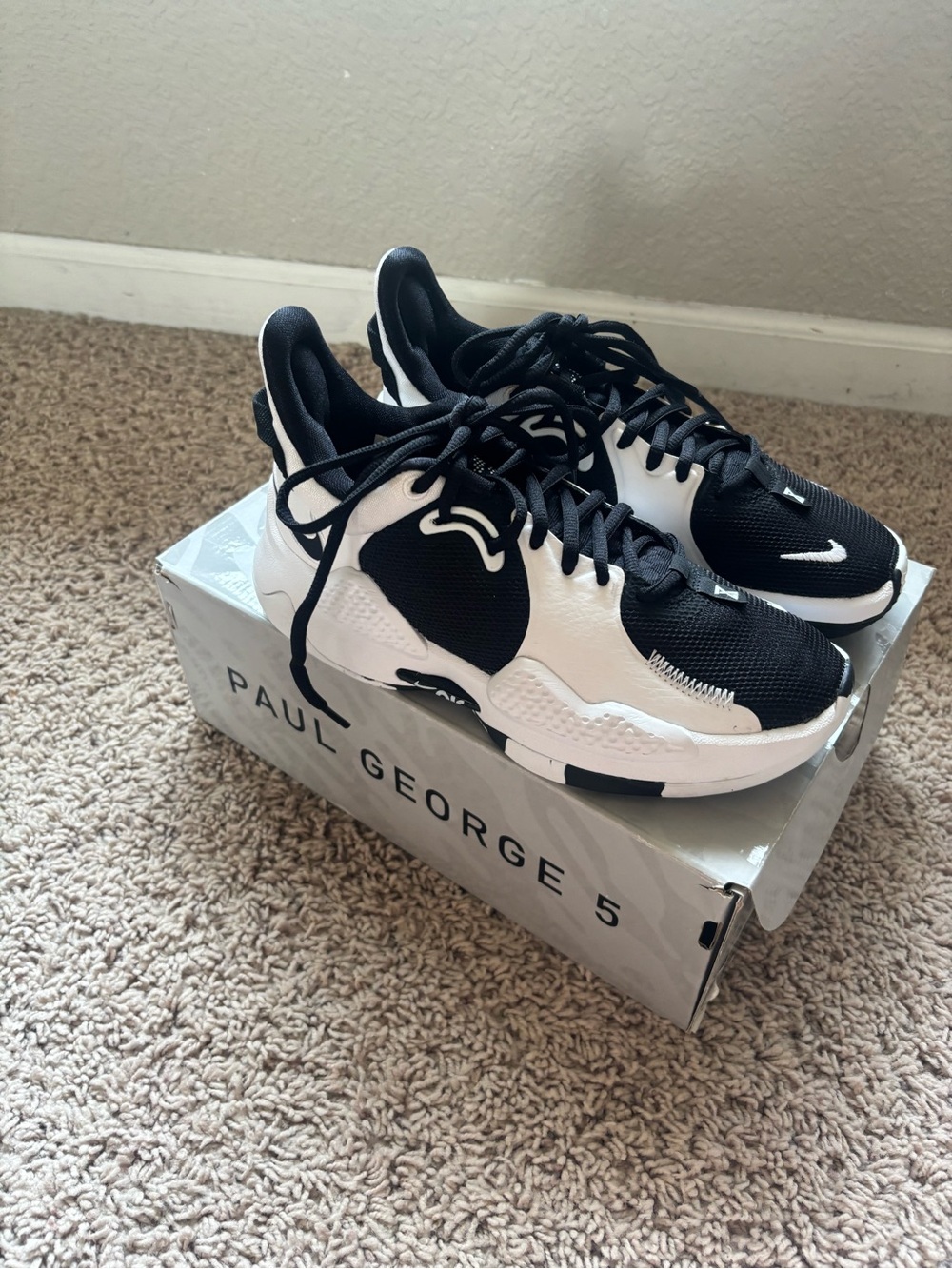 Nike Black White Paul George Basketball Sneakers